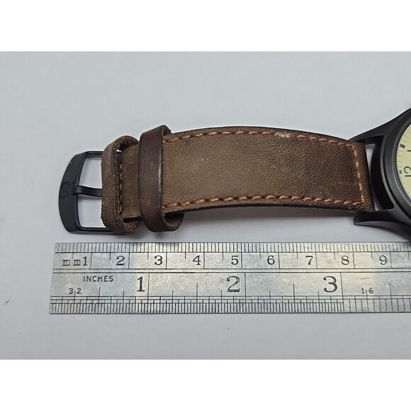 Timex Expedition Scout 40mm Cream Date Field Watch Brown Leather New Battery - Picture 9 of 13